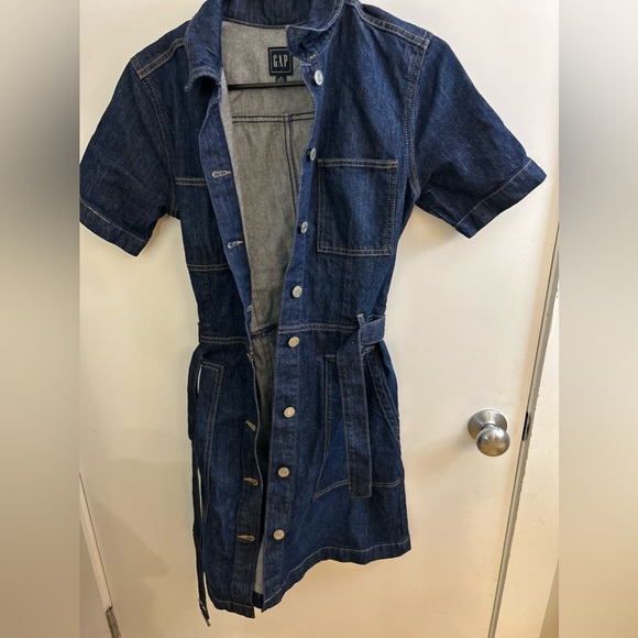 Gap Blue Denim belted Mini Dress / 4 Petite - Picture 6 of 7